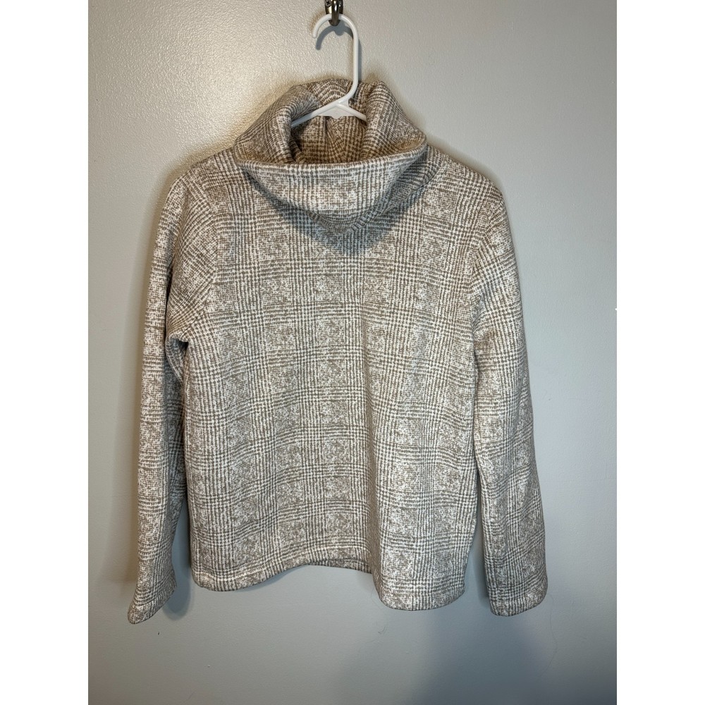 J Crew Sweatshirt Turtleneck Sweater Beige Plaid Medium